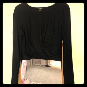 Revamped black long sleeve crop top
